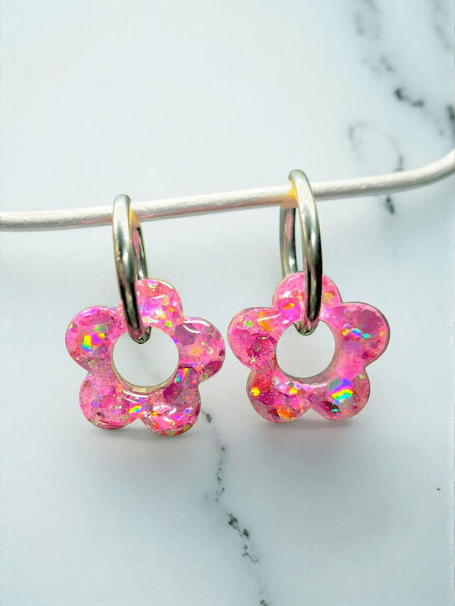 Pink Stardust Hoops - Interchangeable